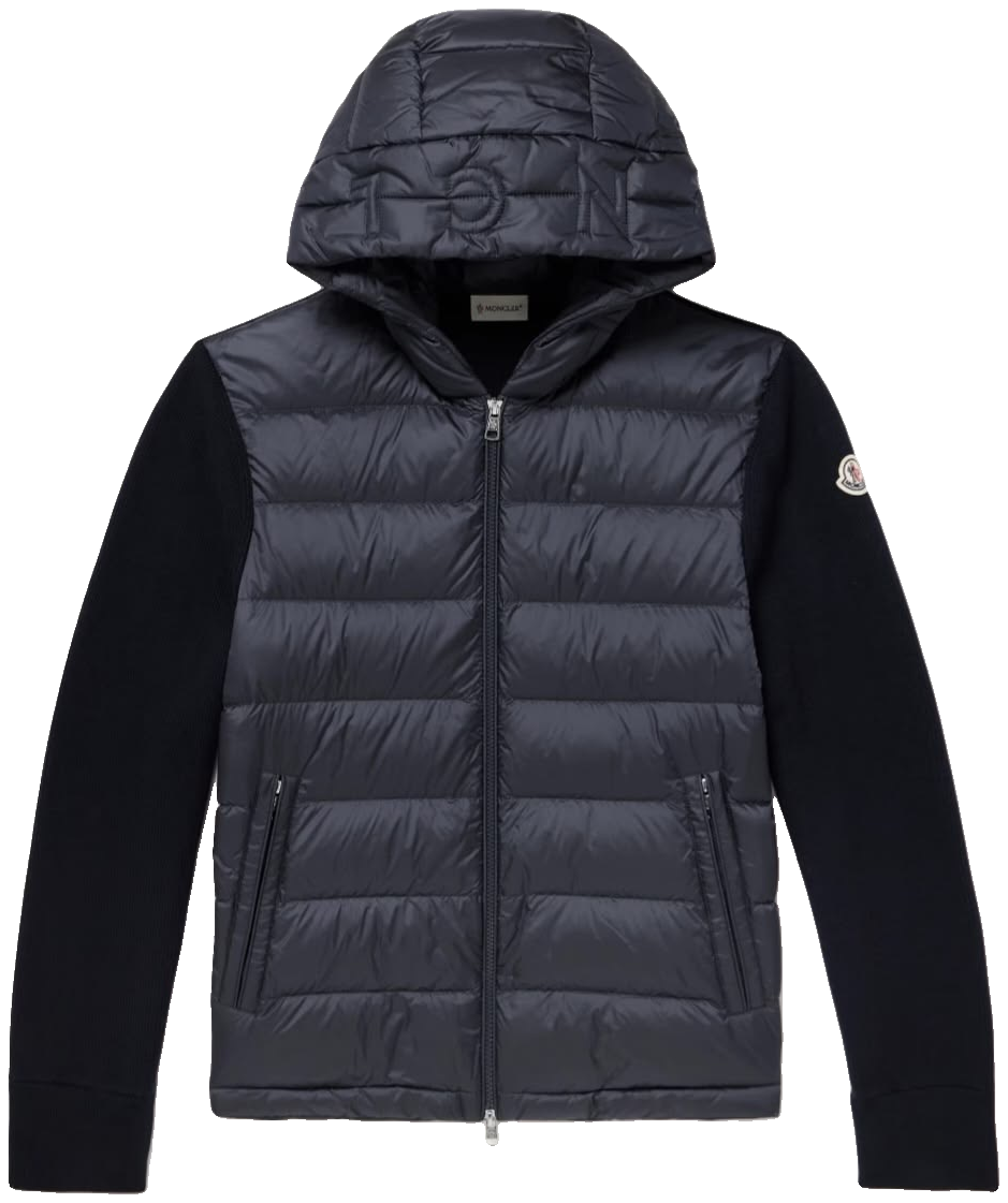 Cardigã Moncler azul-marinho com capuz e frente acolchoada